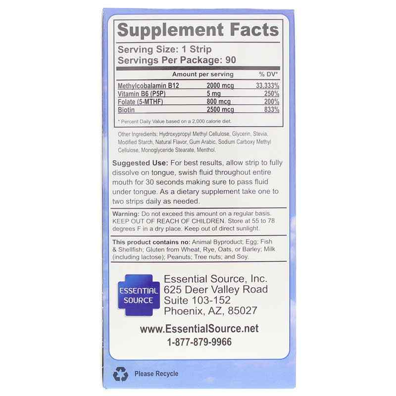 B12 Strips 2000 Mcg, 90 Strips, by Essential Source, image #3