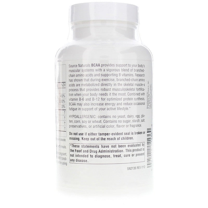 BCAA Branched-Chain Amino Acids, 120 Capsules, by Source Naturals, image #3