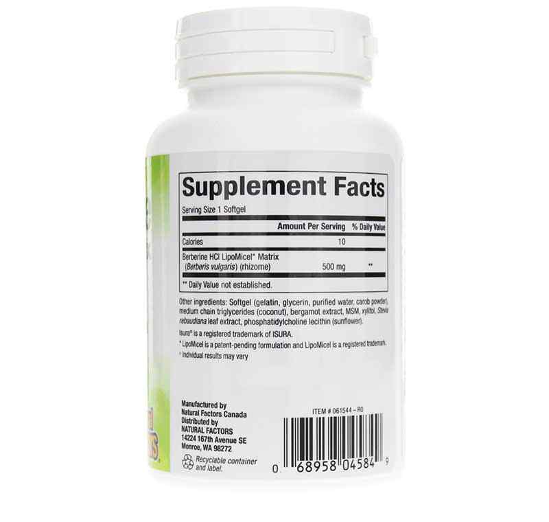 Berberine LipoMicel Matrix, 60 Liquid Softgels, by Natural Factors, image #2