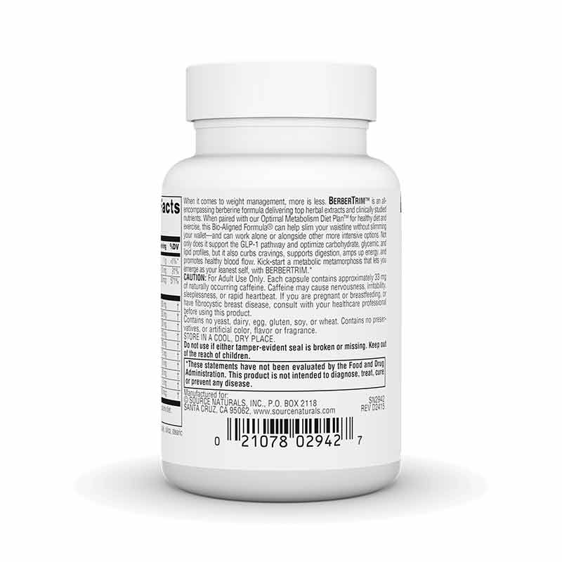 BerberTrim Berberine Diet Vegetarian Capsules, 45 Capsules, by Source Naturals, image #3