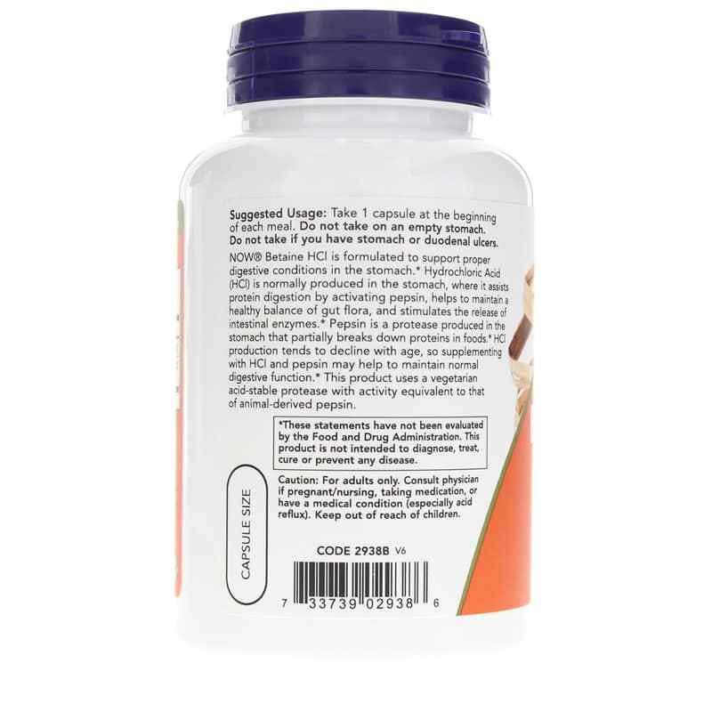 Betaine HCl 648 Mg, by NOW Foods, image #3