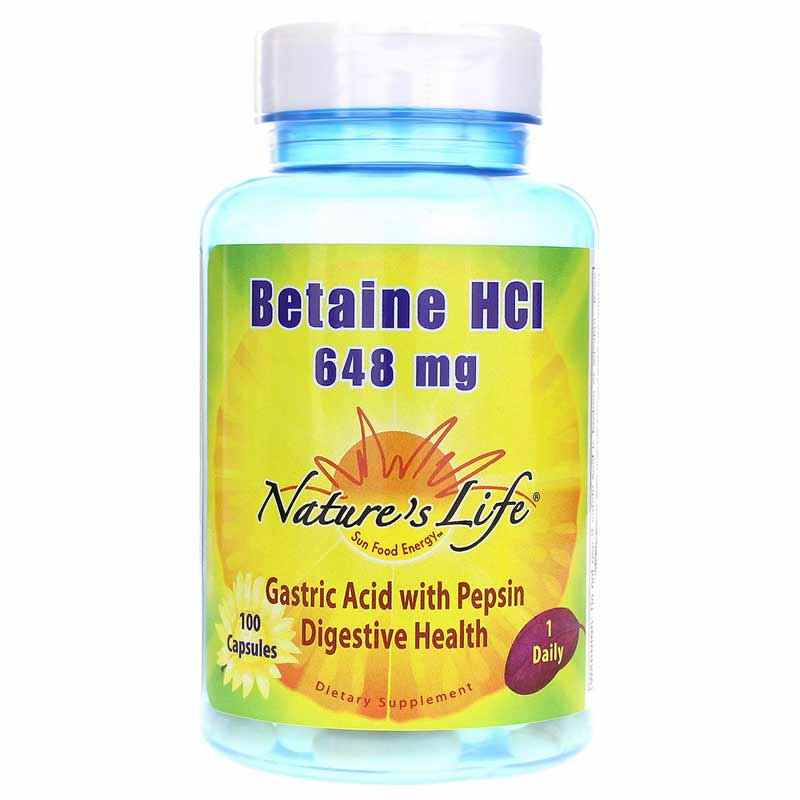 Betaine HCl 648 Mg, 100 Capsules, by Natures Life