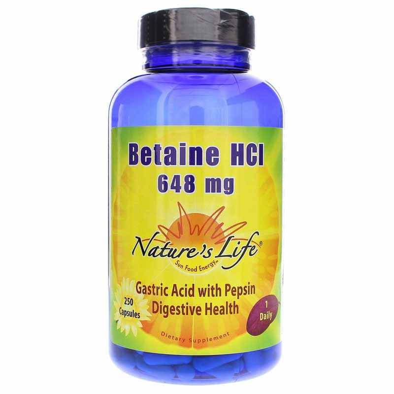 Betaine HCl 648 Mg, 250 Capsules, by Natures Life