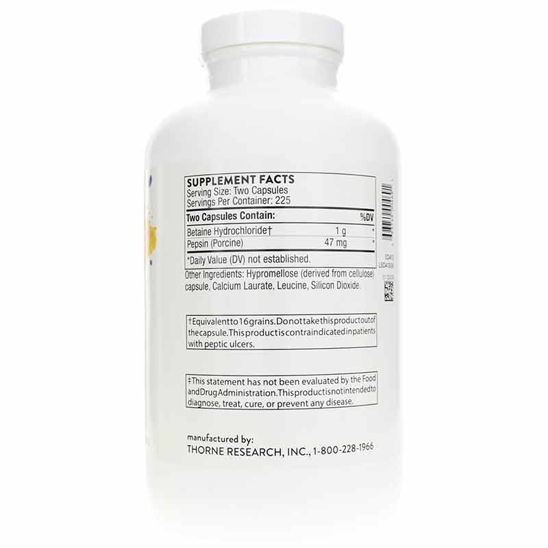Betaine HCl & Pepsin, 450 Veg Capsules, by Thorne Research, image #2
