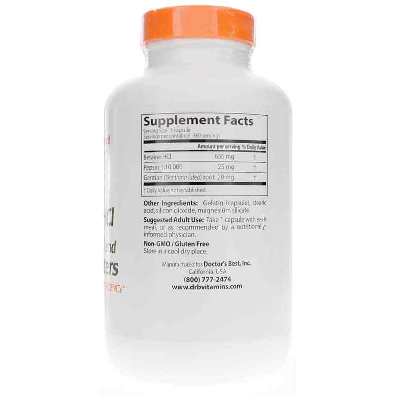 Betaine HCl Pepsin & Gentian Bitters, 360 Capsules, by Doctors Best, image #2