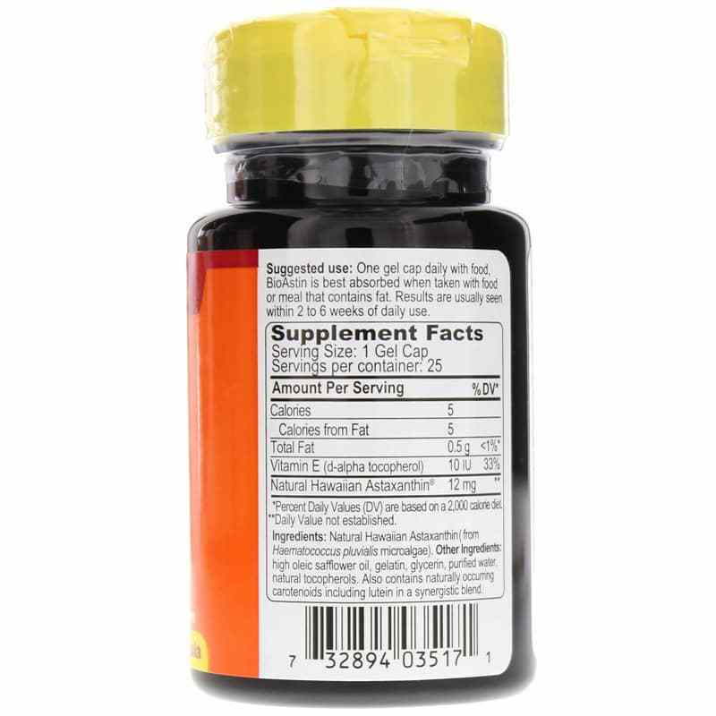 BioAstin 12 Mg Hawaiian Astaxanthin, 25 Gel Caps, by Nutrex Hawaii, image #2