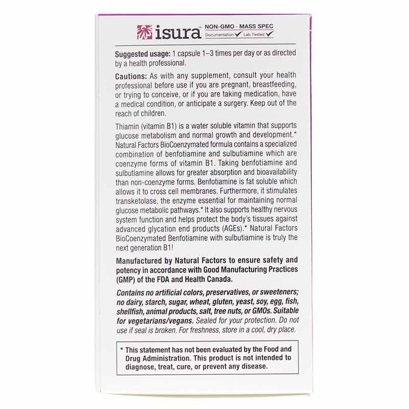 BioCoenzymated Benfotiamine 150 Mg, by Natural Factors, image #4