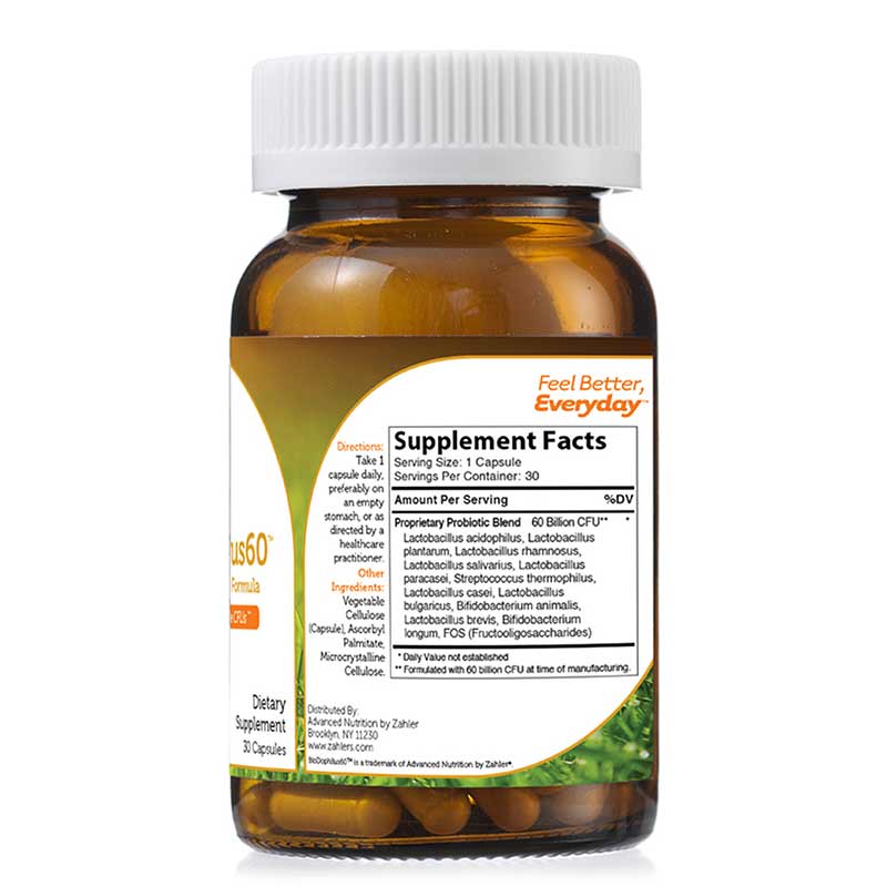 BioDophilus 60 Billion CFU Probiotic, 30 Capsules, by Zahler, image #3