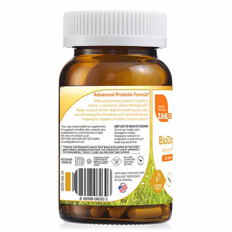 BioDophilus 60 Billion CFU Probiotic, 60 Capsules, by Zahler, image #2