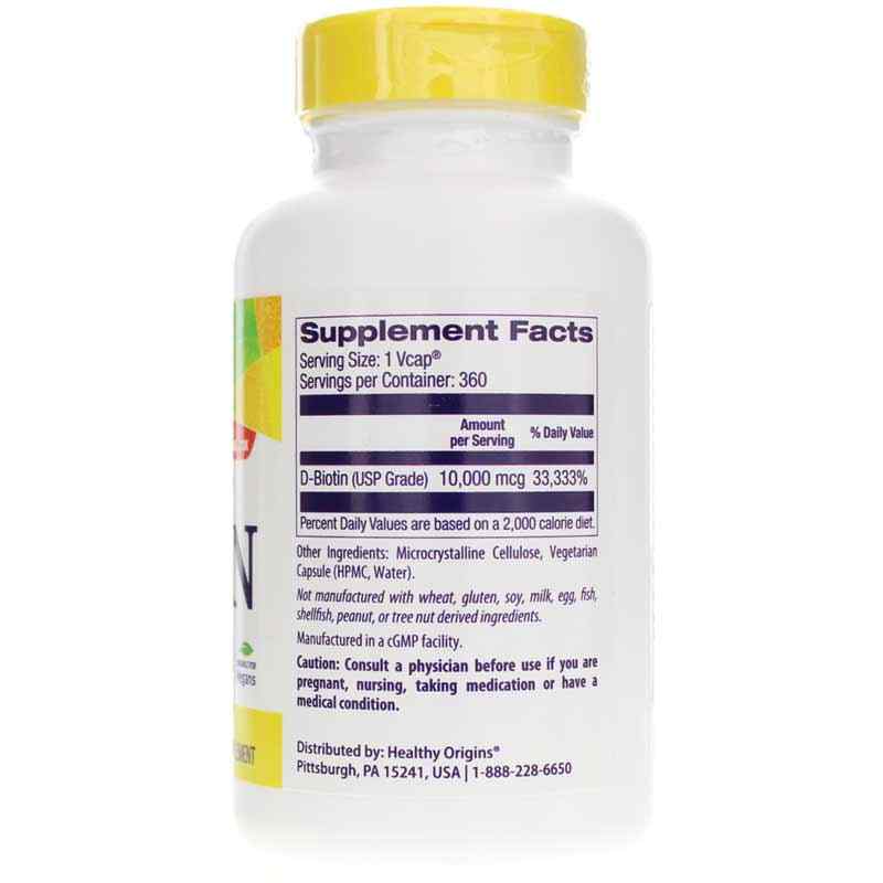 Biotin 10000 Mcg Ultra Potency, 360 Vcaps, by Healthy Origins, image #2
