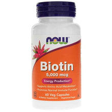 Biotin 5000 Mcg, 60 Veg Capsules, by NOW Foods