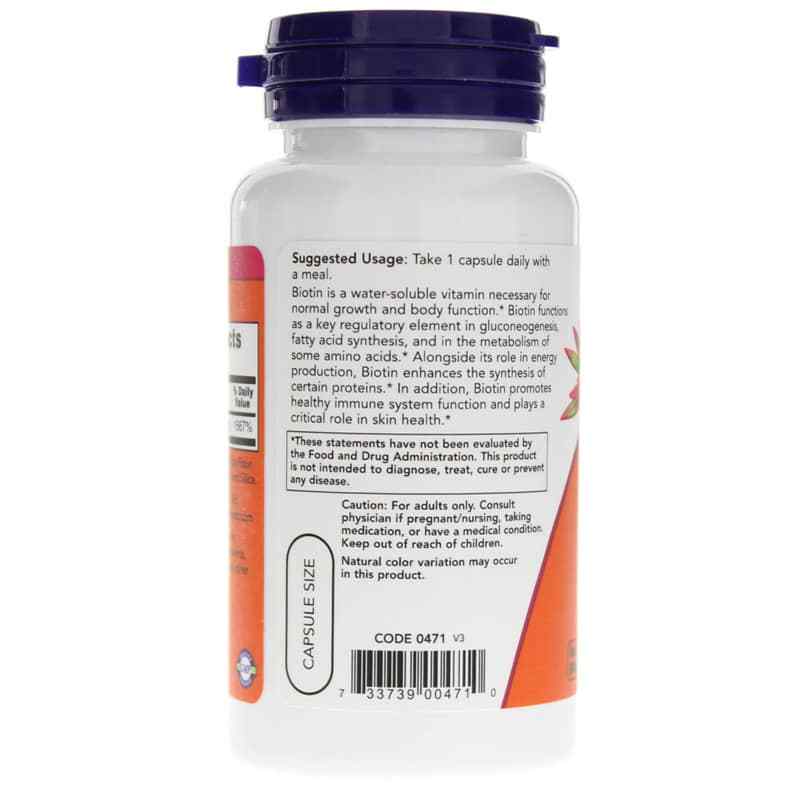 Biotin 5000 Mcg, 60 Veg Capsules, by NOW Foods, image #3