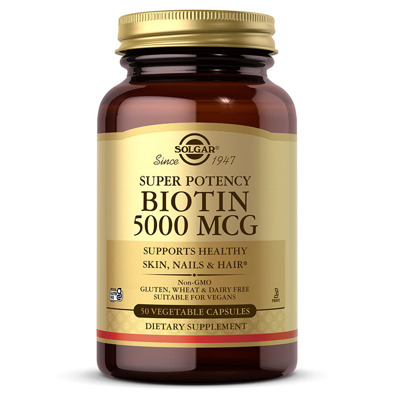 Biotin 5000 Mcg, 50 Veg Capsules, by Solgar
