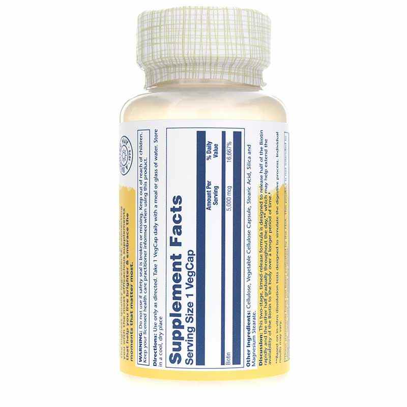 Biotin 5000 Mcg, Timed-Release Formula, by Solaray, image #3