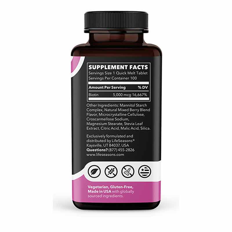 Biotin Quick Melts Mixed Berry, by LifeSeasons, image #2