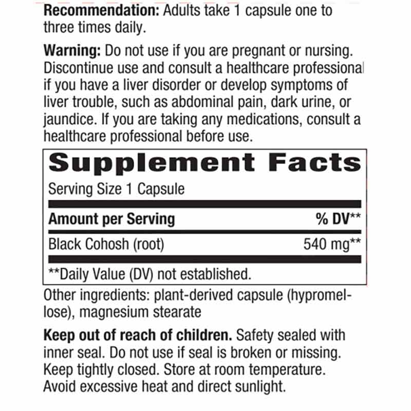 Black Cohosh Root, 180 Vegan Capsules, by Natures Way, image #2