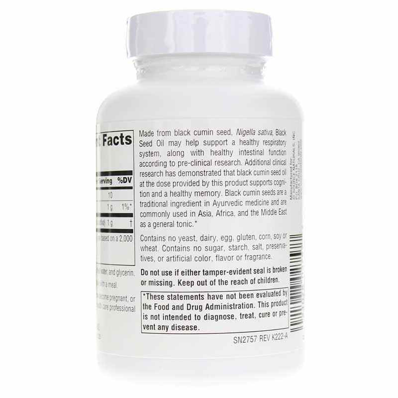 Black Seed Oil 500 Mg, 120 Softgels, by Source Naturals, image #3