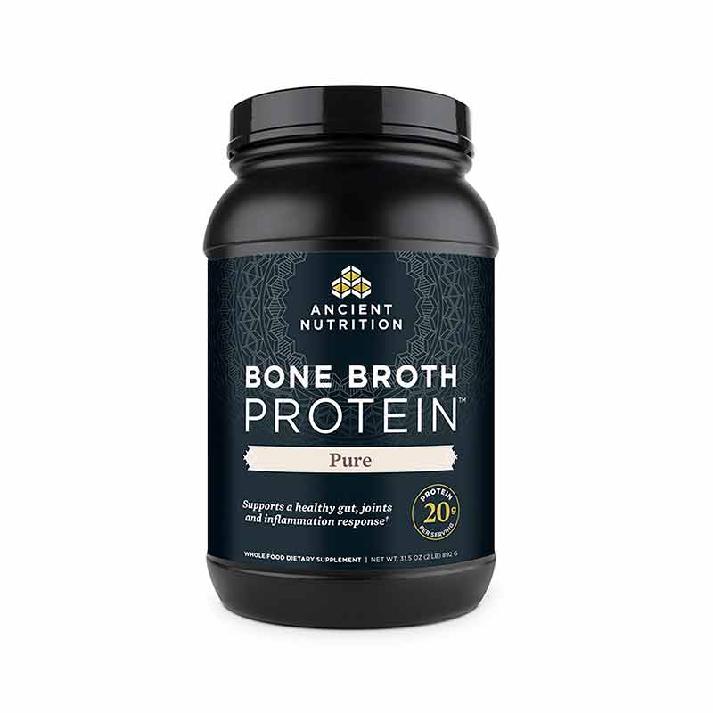 Bone Broth Protein, Pure, 31.5 Oz, by Ancient Nutrition