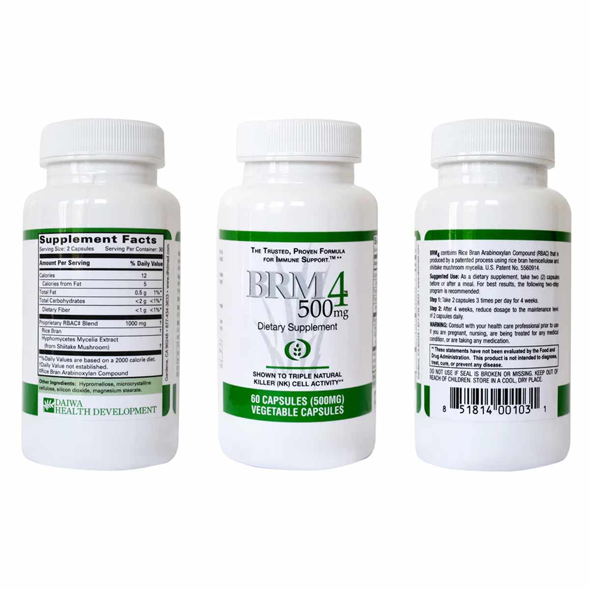 BRM 4 500 Mg, 60 Veg Capsules, by Daiwa Health Development