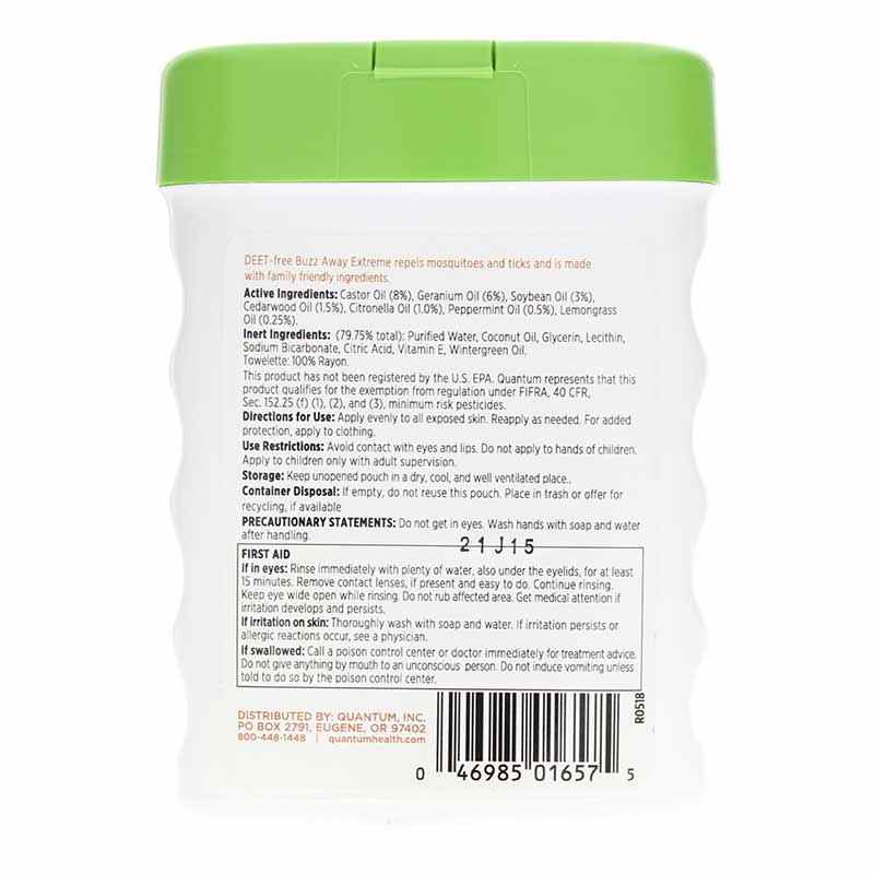Buzz Away Extreme Natural Insect Repllent Deet-Free Towelettes, by Quantum Health, image #2