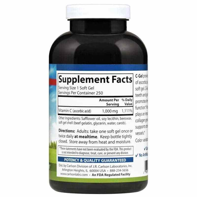 C-Gel 1000 Mg Vitamin C, 250 Softgels, by Carlson Labs, image #2
