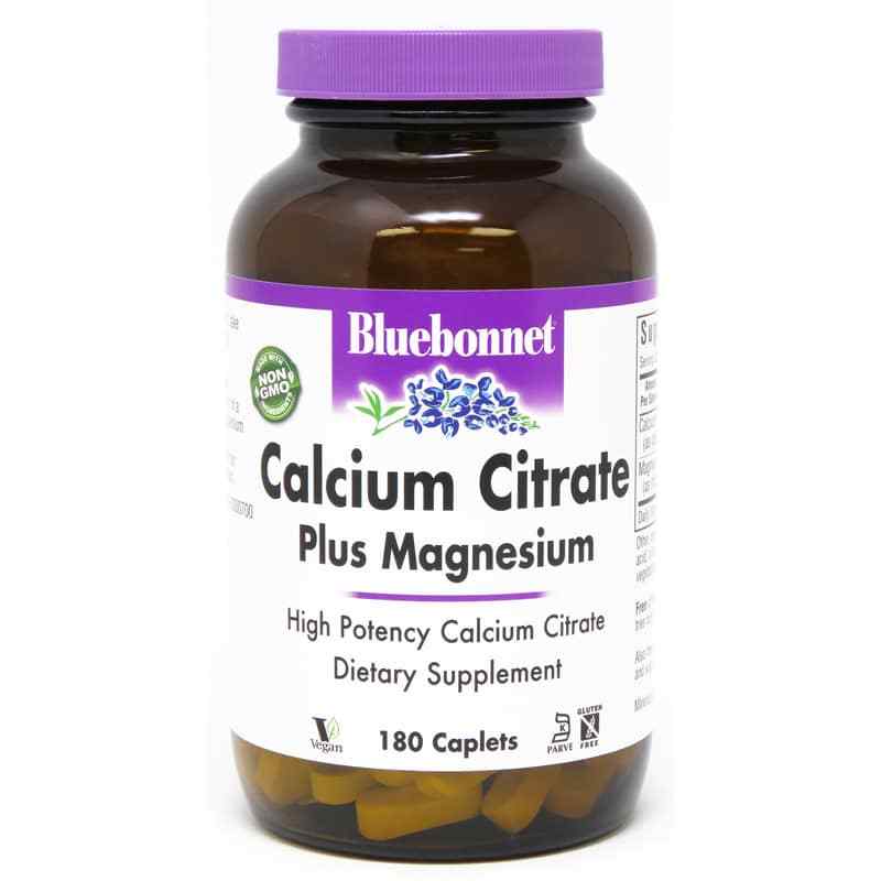 Calcium Citrate Plus Magnesium, 180 Caplets, by Bluebonnet