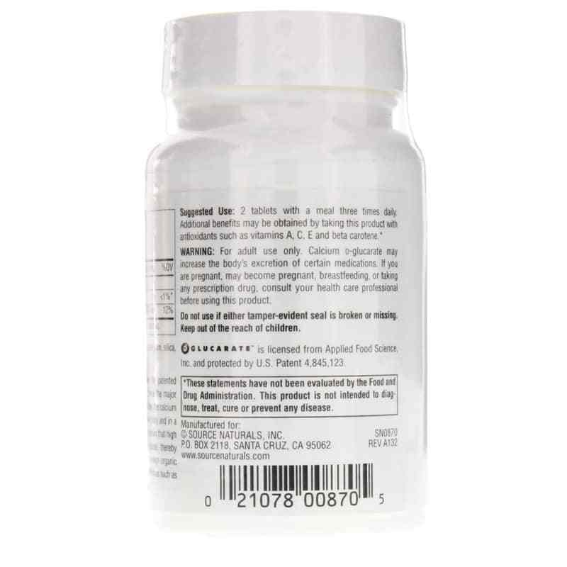 Calcium D-Glucarate 500 Mg, 60 Tablets, by Source Naturals, image #3
