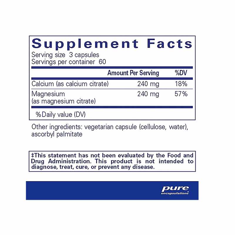 Calcium Magnesium (citrate), 180 Capsules, by Pure Encapsulations, image #2