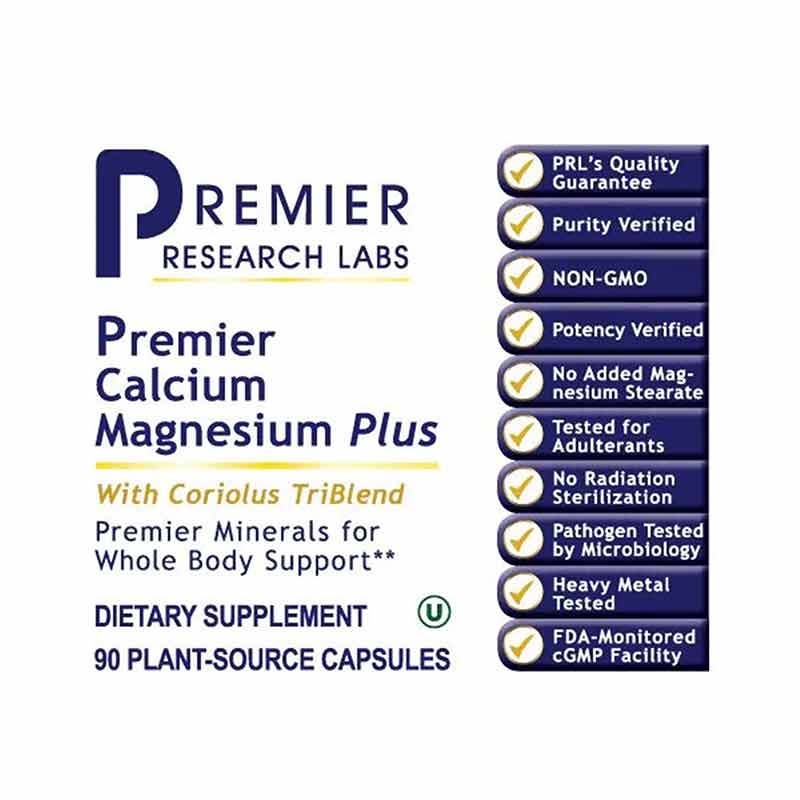 Calcium Magnesium Plus, 90 Veg Capsules, by Premier Research Labs, image #2