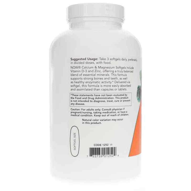 Calcium & Magnesium Softgels with Vitamin D3 & Zinc, 240 Softgels, by NOW Foods, image #3