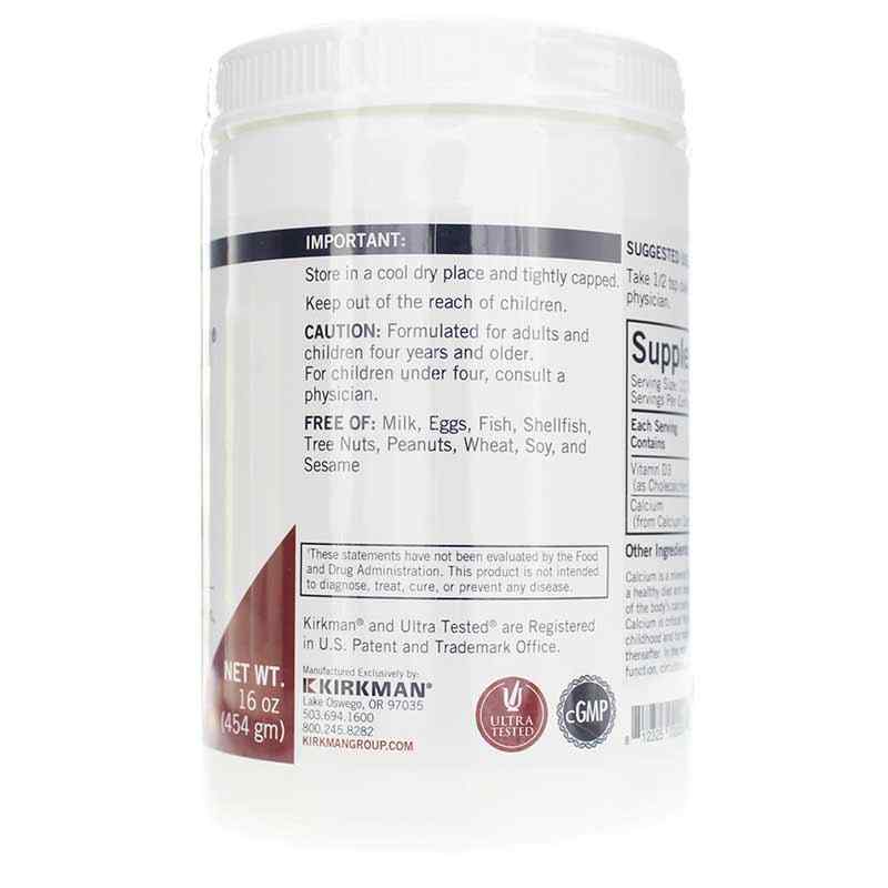 Calcium with Vitamin D-3 Powder, Unflavored, 16 Oz, by Kirkman, image #3