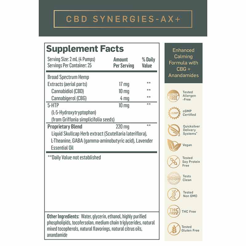 CBD Synergies-AX+ Enhanced Calming Formula Nanoemulsified, by Quicksilver Scientific, image #2