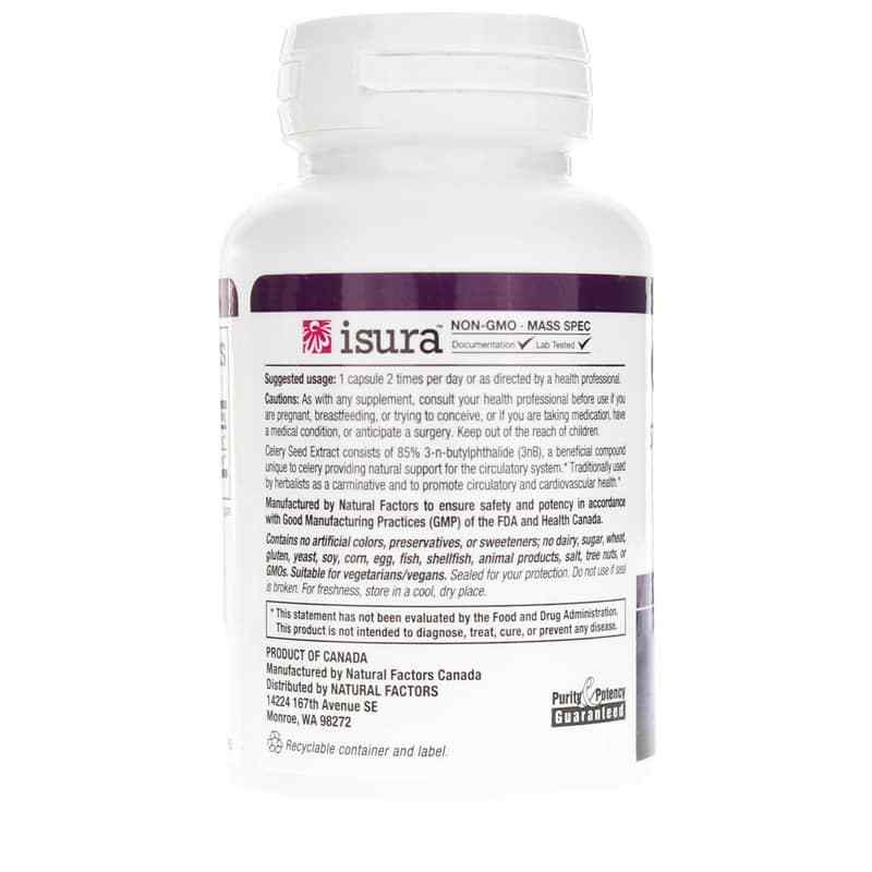 Celery Seed Standardized Extract, 60 Veg Capsules, by Natural Factors, image #3