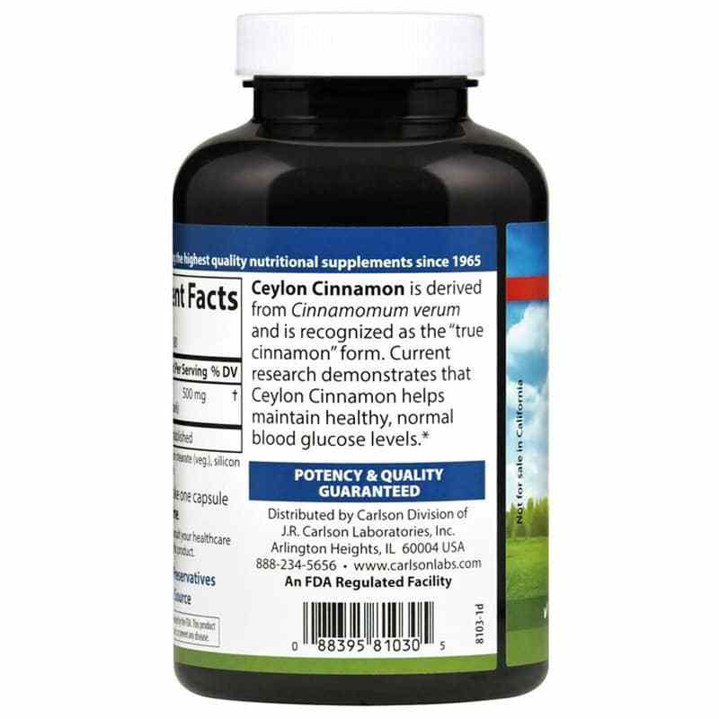Ceylon Cinnamon Capsules, 180 Capsules, by Carlson Labs, image #3