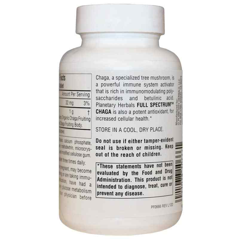 Chaga 1000 Mg Full Spectrum, 60 Tablets, by Planetary Herbals, image #3