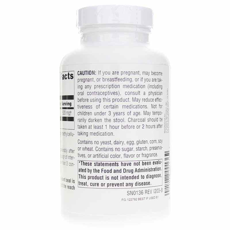 Charcoal Digestive Aid, 200 Capsules, by Source Naturals, image #3