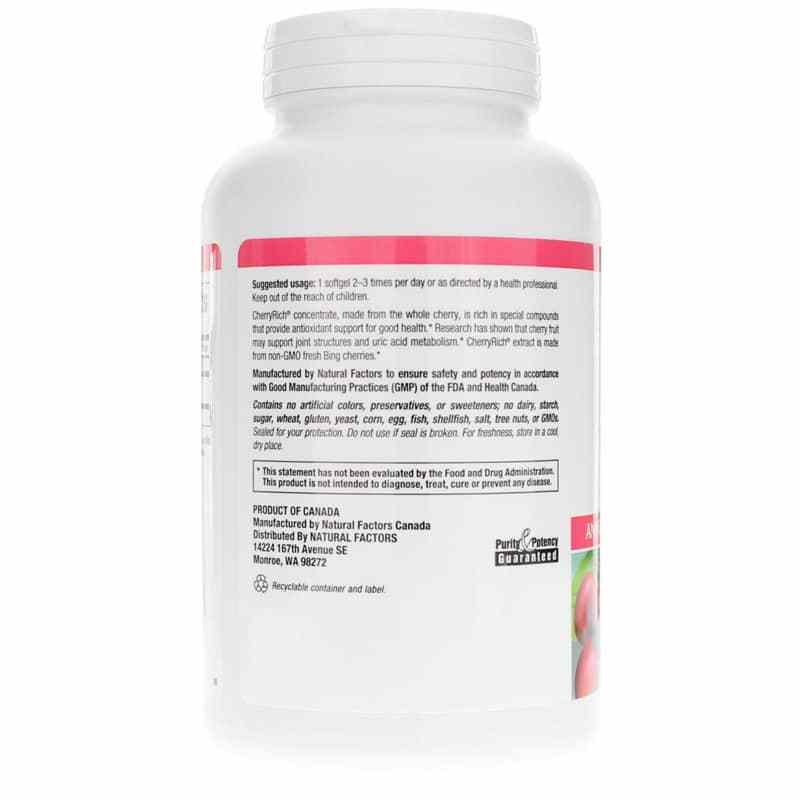 CherryRich Super Strength Cherry Concentrate, 180 Softgels, by Natural Factors, image #3