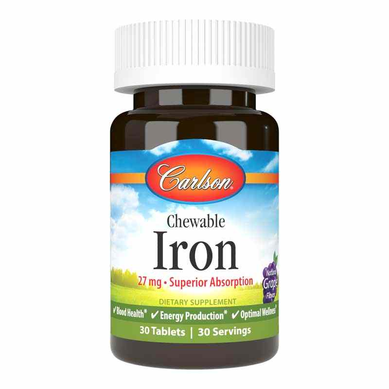 Chewable Iron Grape, 30 Tablets, by Carlson Labs