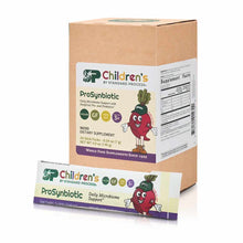 Standard Process Children's ProSynbiotic dietary supplement box with 20 stick packs and one individual packet displayed in fr