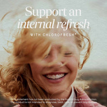 Chlorofresh Chlorophyll Concentrate bottle by Nature's Way with product text overlay and child portrait.