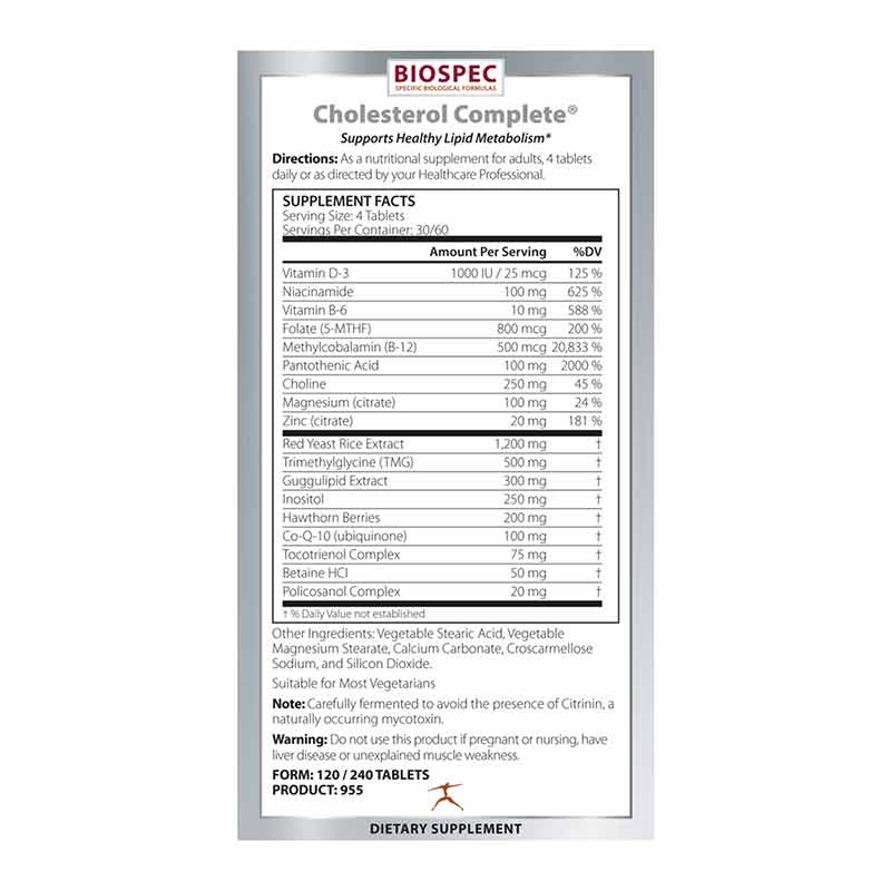 Cholesterol Complete, 240 Tablets, by BioSpec, image #2