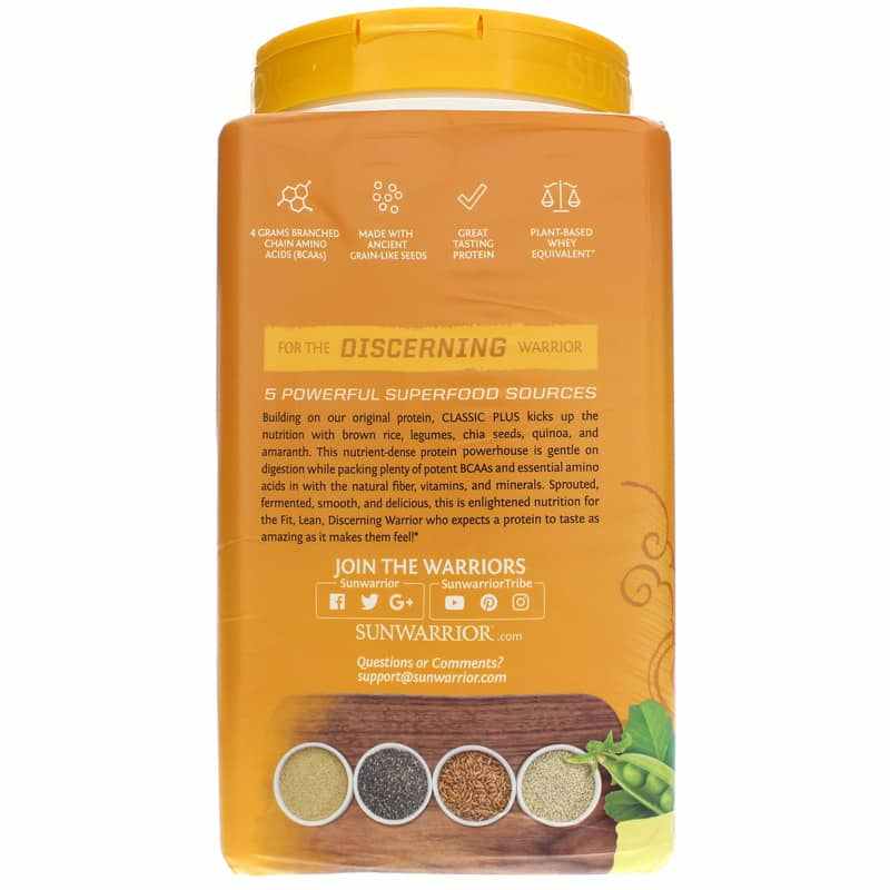 Classic Plus Organic Protein, Vanilla, 1.65 Lbs, by Sunwarrior, image #3