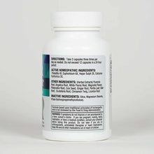 White plastic bottle with white cap containing Clear Sinus & Ear capsules, displaying directions and ingredient information o