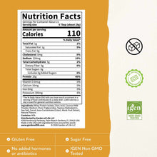 Nutrition Facts label for Clear Whey Protein showing 110 calories, 20g protein per serving, with gluten-free and sugar-free c