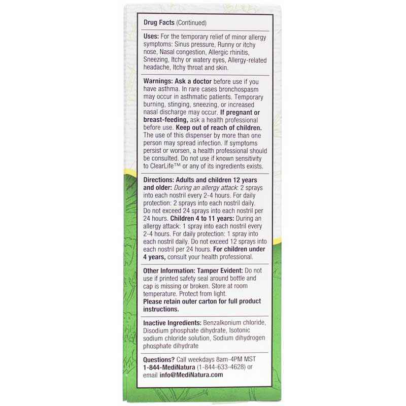 ClearLife Allergy Nasal Spray Extra Strength, by MediNatura, image #3