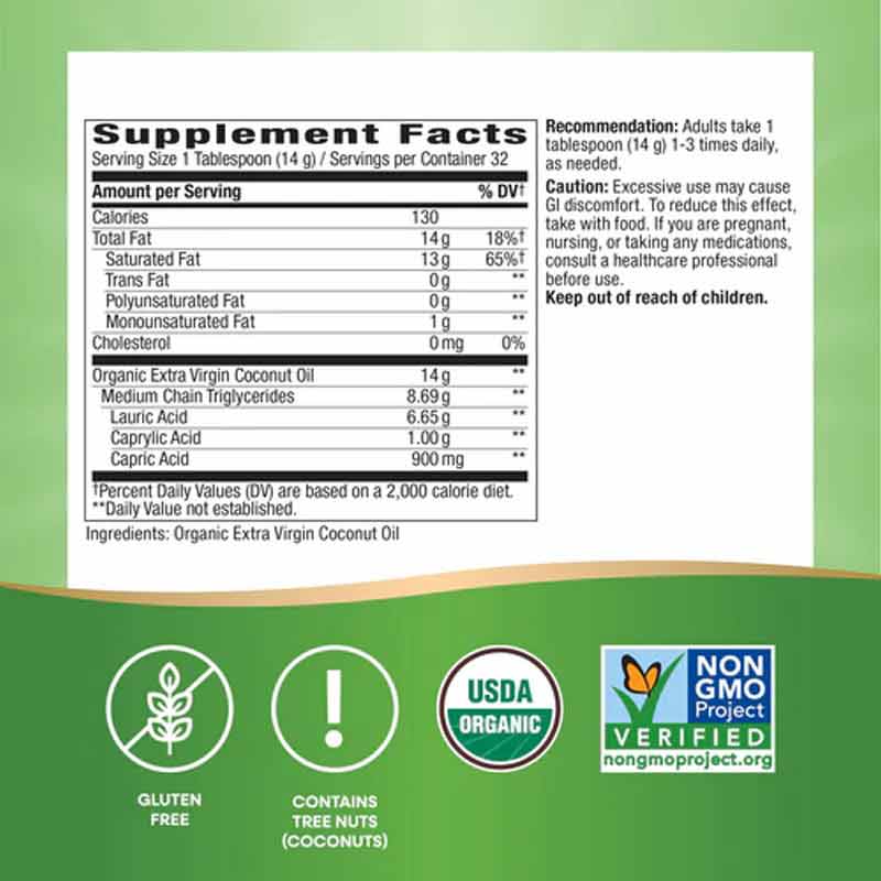 Coconut Oil Organic Extra Virgin, 16 Oz, by Natures Way, image #3