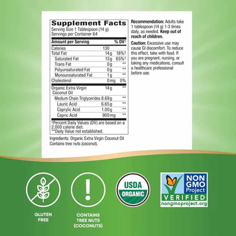 Coconut Oil Organic Extra Virgin, 32 Oz, by Natures Way, image #3