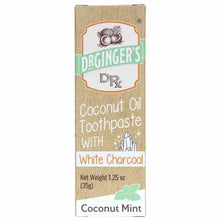 Coconut Oil Toothpaste with White Charcoal, 1.25 Oz, by Dr. Gingers