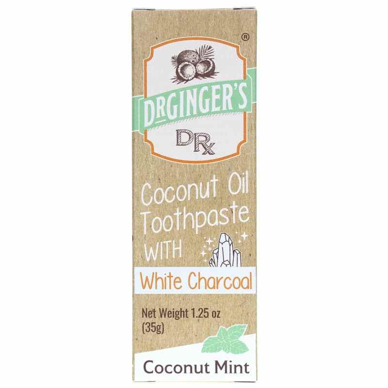Coconut Oil Toothpaste with White Charcoal, 1.25 Oz, by Dr. Gingers