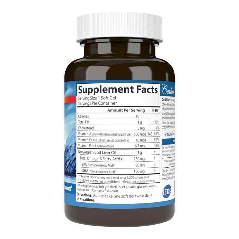 Cod Liver Oil Gems Super 1000 Mg, 250 Softgels, by Carlson Labs, image #2